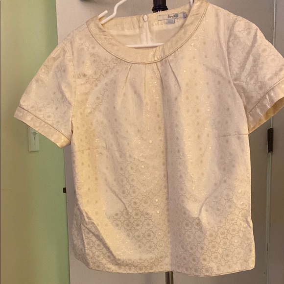 Boden Tops - Boden Cream Eyelet Blouse with Cap Sleeves